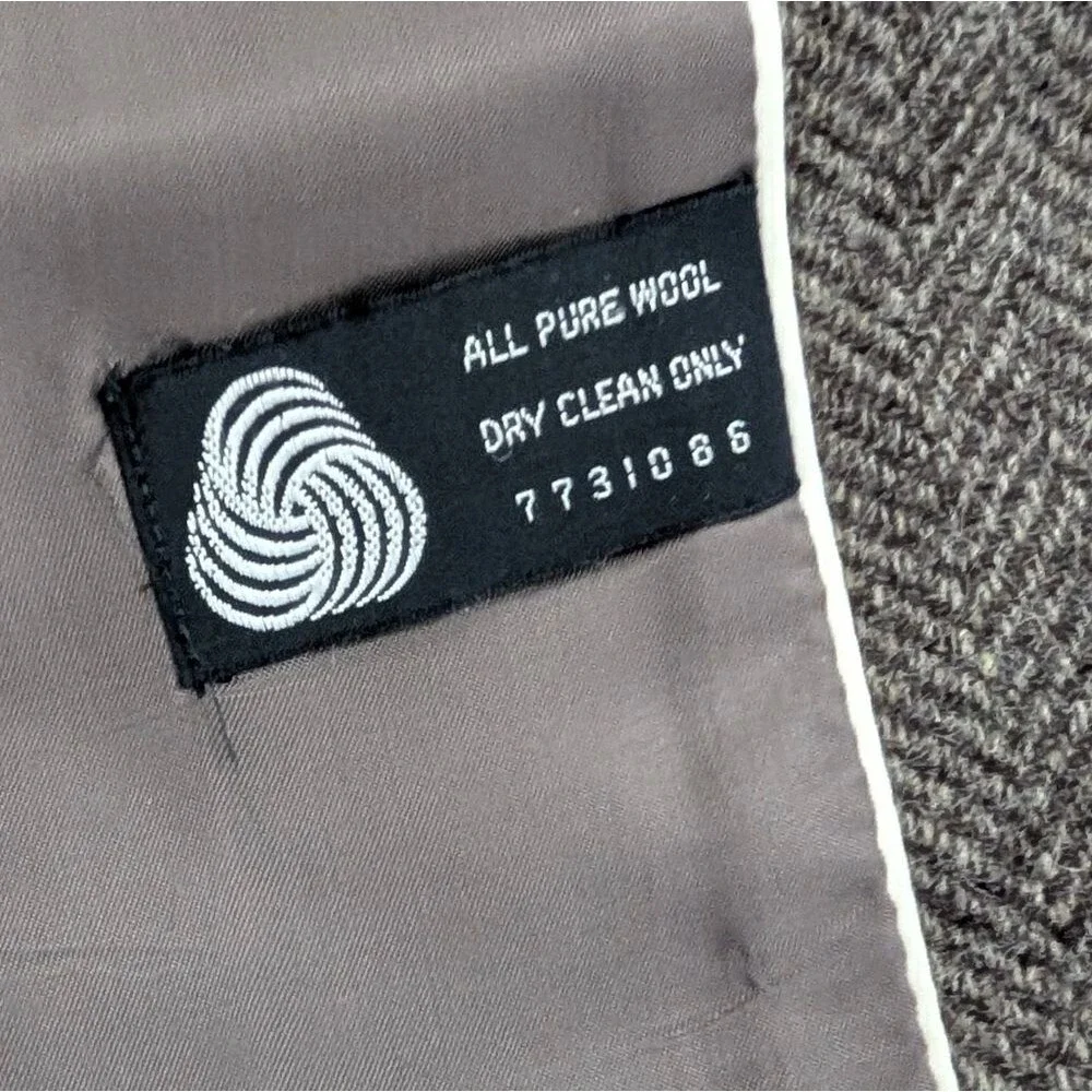 Vintage Neil Martin Gray Wool Herringbone Blazer 44R Dark Academia Aesthetic Men